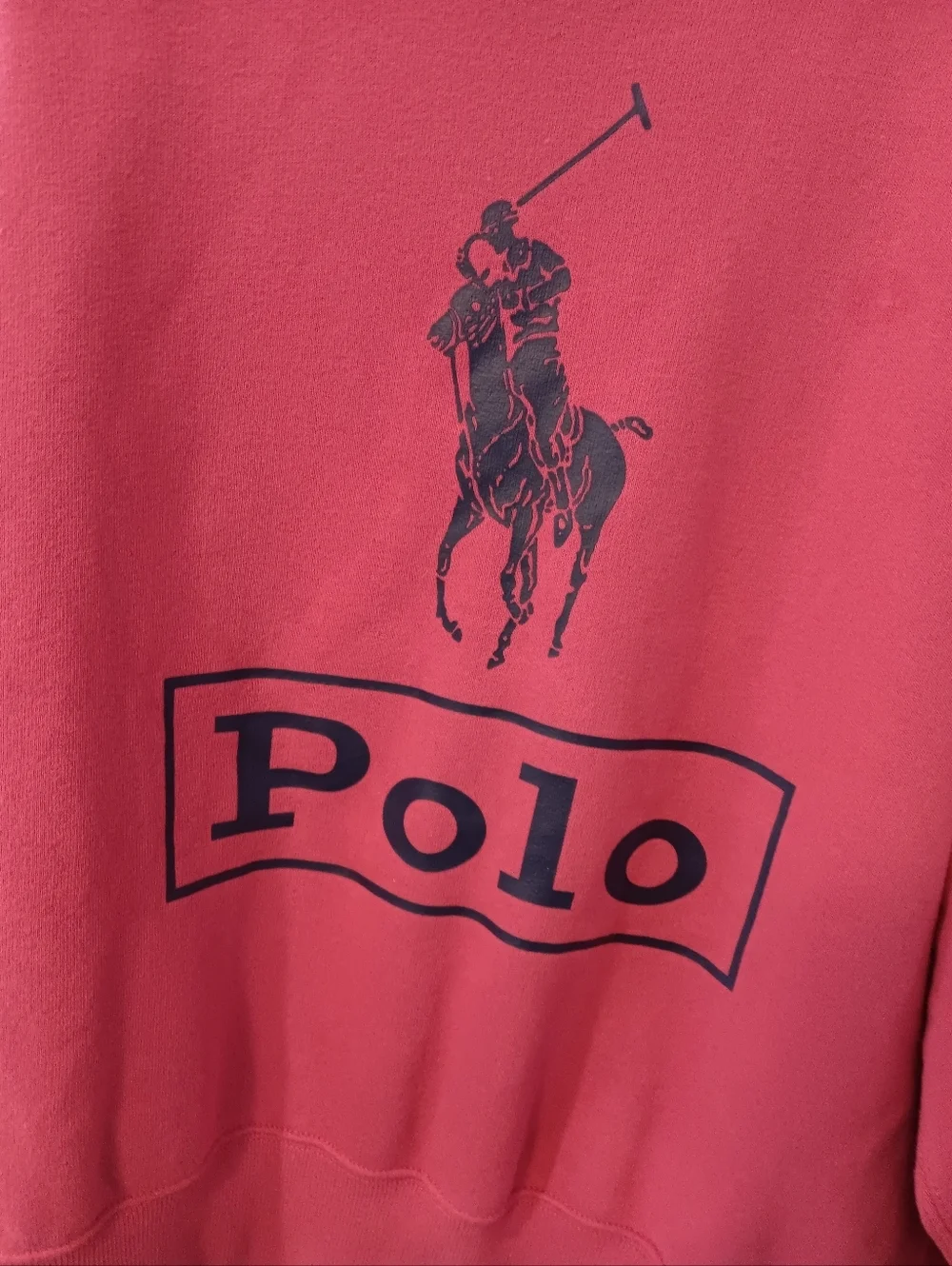 Ralph Lauren Crewneck Sweater in Bright Pink with Navy Label Unisex Sz M
